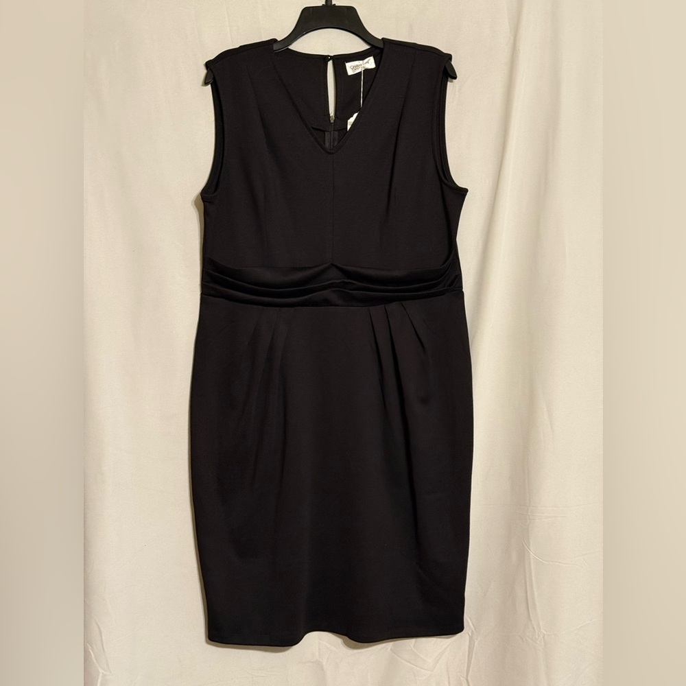 NWT Christin Michaels Black Kassandra Pont Dress With Cinched Waist Size 1X